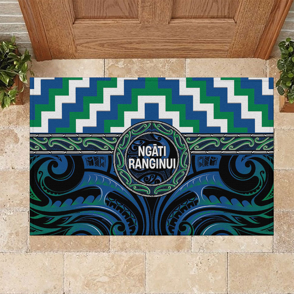 Aotearoa Ngati Ranginui Rubber Doormat Maori Iwi Poutama Puhoro Tattoo LT14 Green - Polynesian Pride