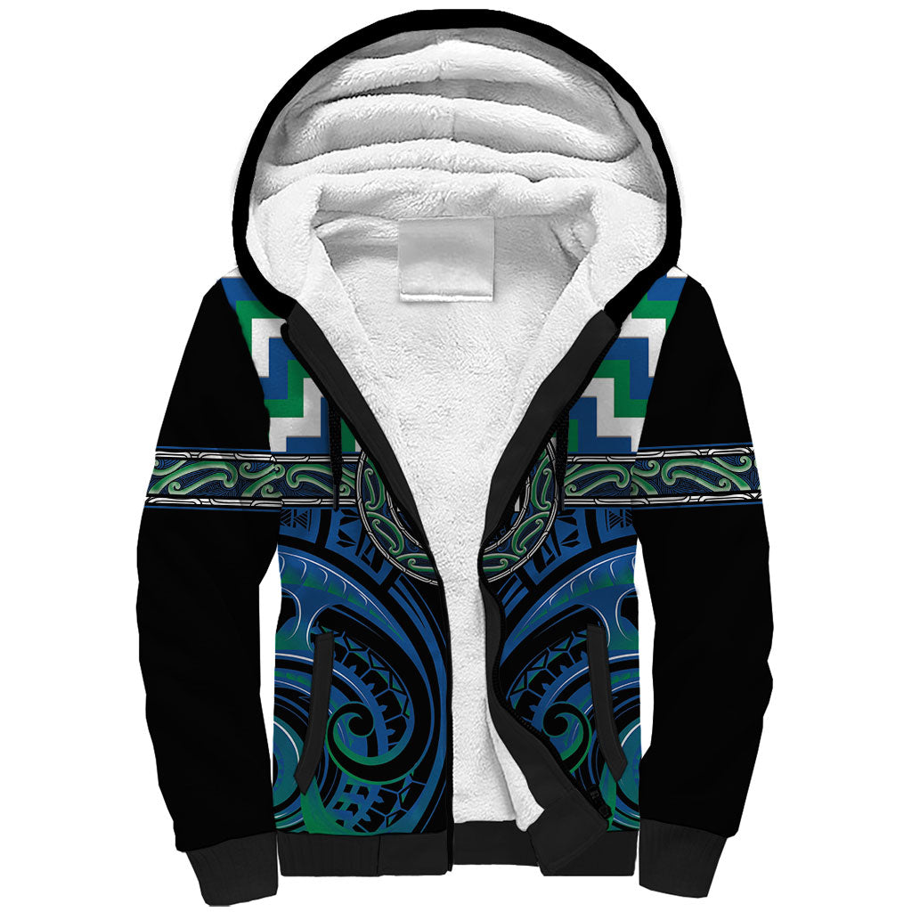 Aotearoa Ngati Ranginui Personalised Sherpa Hoodie Maori Iwi Poutama Puhoro Tattoo LT14 Unisex Green - Polynesian Pride
