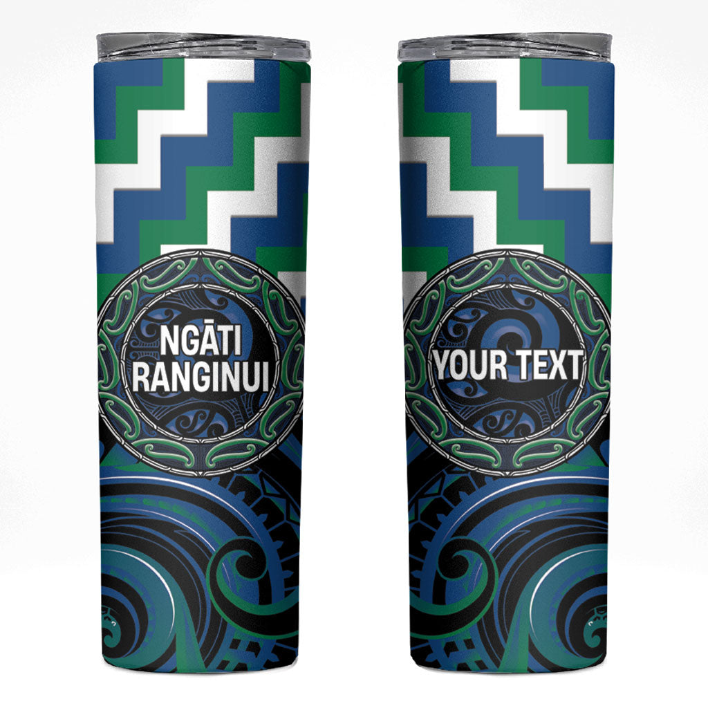Aotearoa Ngati Ranginui Personalised Skinny Tumbler Maori Iwi Poutama Puhoro Tattoo LT14 Green - Polynesian Pride