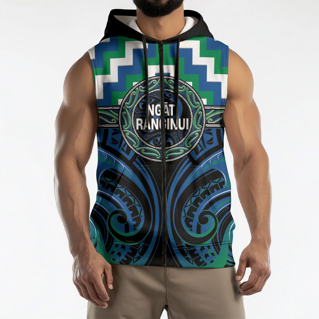 Aotearoa Ngati Ranginui Personalised Sleeveless Zip Hoodie Maori Iwi Poutama Puhoro Tattoo LT14 - Polynesian Pride