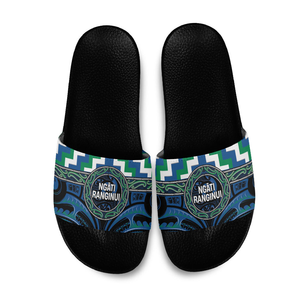 Aotearoa Ngati Ranginui Slide Sandals Maori Iwi Poutama Puhoro Tattoo LT14 Green - Polynesian Pride