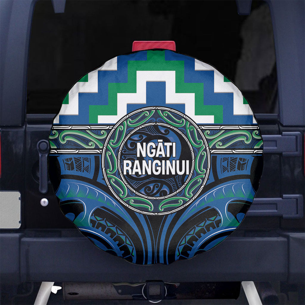 Aotearoa Ngati Ranginui Spare Tire Cover Maori Iwi Poutama Puhoro Tattoo LT14 No hole Green - Polynesian Pride