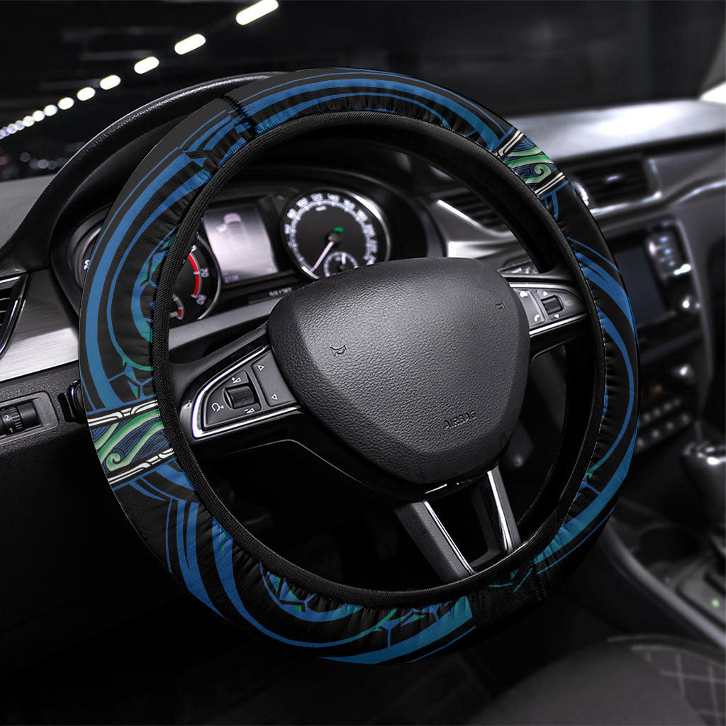 Aotearoa Ngati Ranginui Steering Wheel Cover Maori Iwi Poutama Puhoro Tattoo LT14 Universal Fit Green - Polynesian Pride