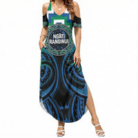 Aotearoa Ngati Ranginui Personalised Summer Maxi Dress Maori Iwi Poutama Puhoro Tattoo LT14 Women Green - Polynesian Pride
