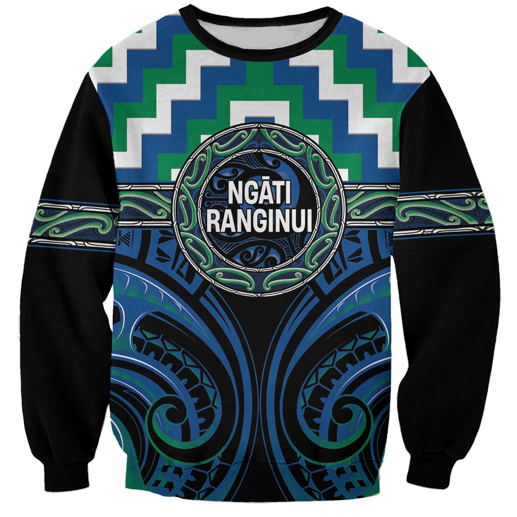 Aotearoa Ngati Ranginui Personalised Sweatshirt Maori Iwi Poutama Puhoro Tattoo LT14 Unisex Green - Polynesian Pride