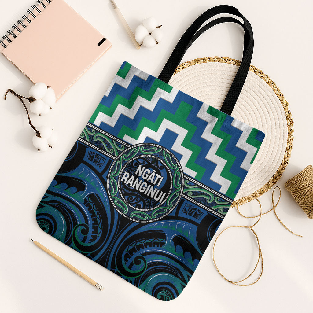 Aotearoa Ngati Ranginui Tote Bag Maori Iwi Poutama Puhoro Tattoo LT14 Black Strap One Size Green - Polynesian Pride