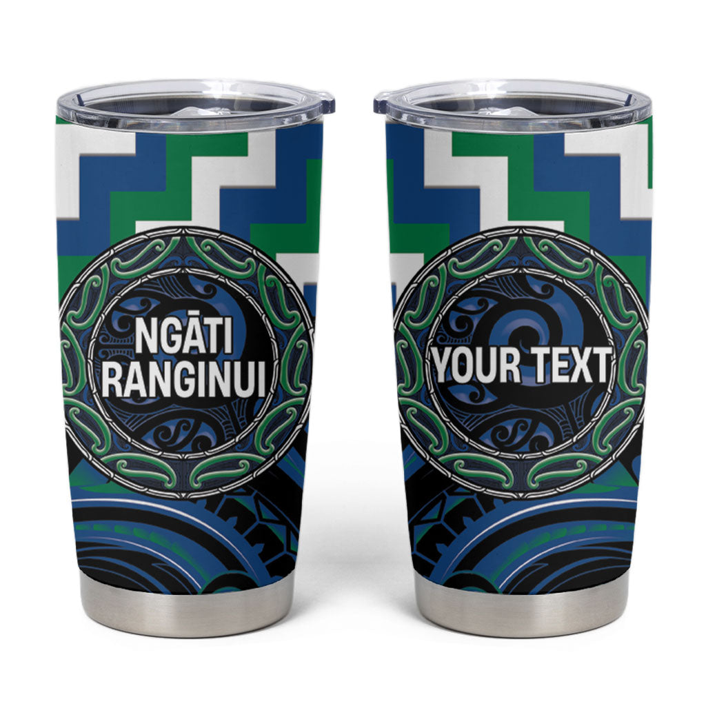 Aotearoa Ngati Ranginui Personalised Tumbler Cup Maori Iwi Poutama Puhoro Tattoo LT14 Green - Polynesian Pride