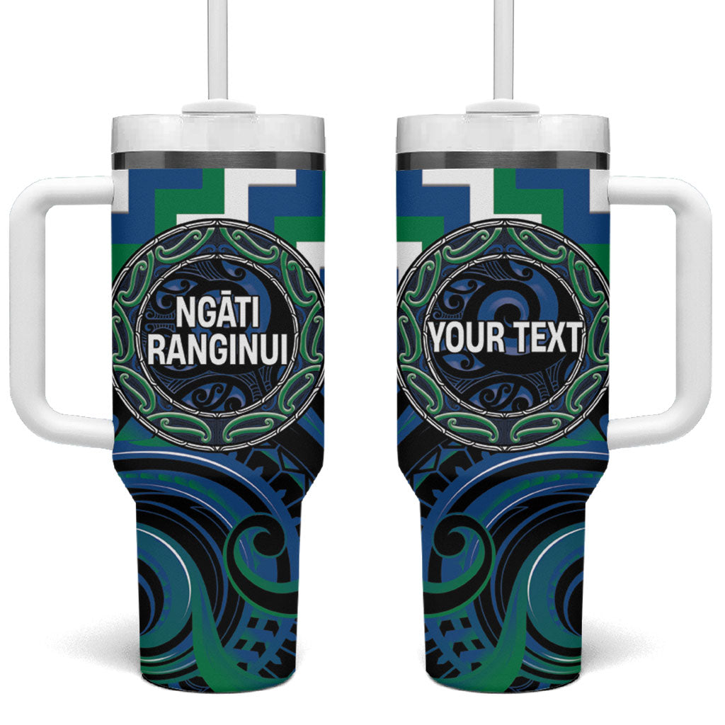 Aotearoa Ngati Ranginui Personalised Tumbler With Handle Maori Iwi Poutama Puhoro Tattoo LT14 One Size: 40 oz Green - Polynesian Pride
