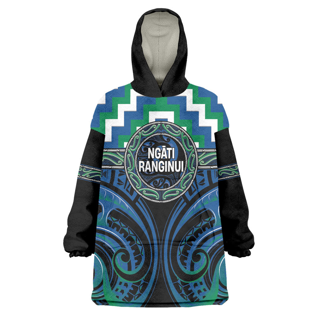 Aotearoa Ngati Ranginui Personalised Wearable Blanket Hoodie Maori Iwi Poutama Puhoro Tattoo LT14 One Size Green - Polynesian Pride