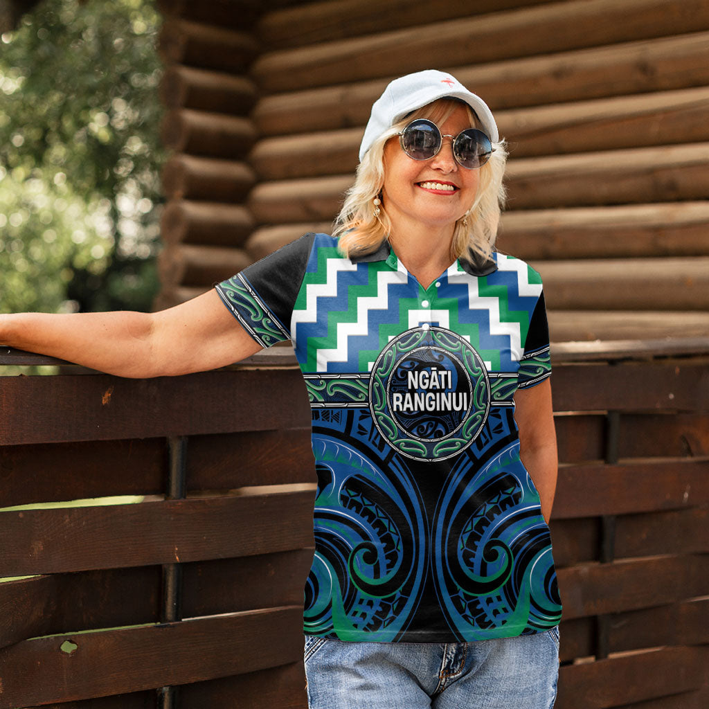 Aotearoa Ngati Ranginui Personalised Women Polo Shirt Maori Iwi Poutama Puhoro Tattoo LT14 - Polynesian Pride