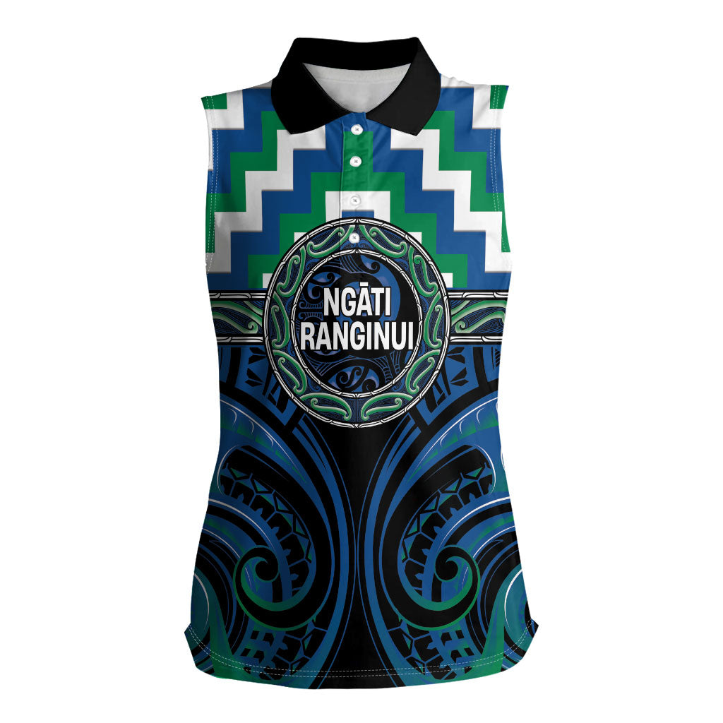 Aotearoa Ngati Ranginui Personalised Women Sleeveless Polo Shirt Maori Iwi Poutama Puhoro Tattoo LT14 Female Green - Polynesian Pride