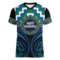 Aotearoa Ngati Ranginui Personalised Women V-Neck T-Shirt Maori Iwi Poutama Puhoro Tattoo LT14 Female Green - Polynesian Pride