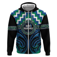Aotearoa Ngati Ranginui Personalised Zip Hoodie Maori Iwi Poutama Puhoro Tattoo LT14 Zip Hoodie Green - Polynesian Pride