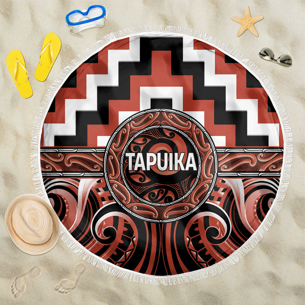 Aotearoa Tapuika Beach Blanket Maori Iwi Poutama Puhoro Tattoo LT14 One Size 150cm Red - Polynesian Pride