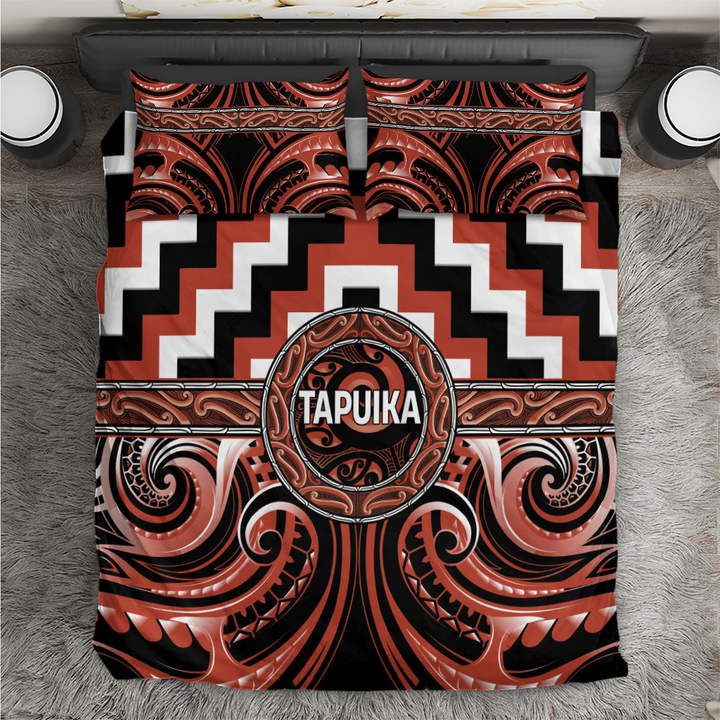 Aotearoa Tapuika Bedding Set Maori Iwi Poutama Puhoro Tattoo LT14 Red - Polynesian Pride