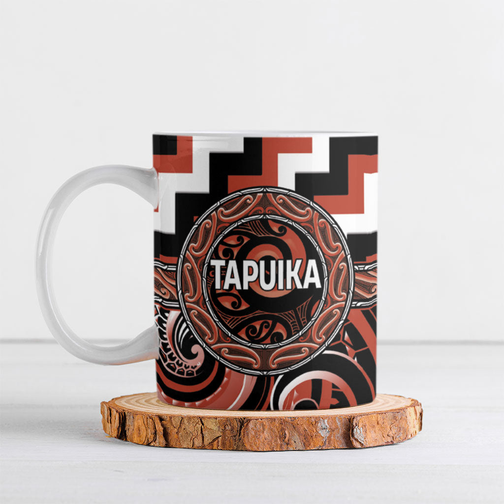 Aotearoa Tapuika Personalised Ceramic Mug Maori Iwi Poutama Puhoro Tattoo LT14 Red - Polynesian Pride