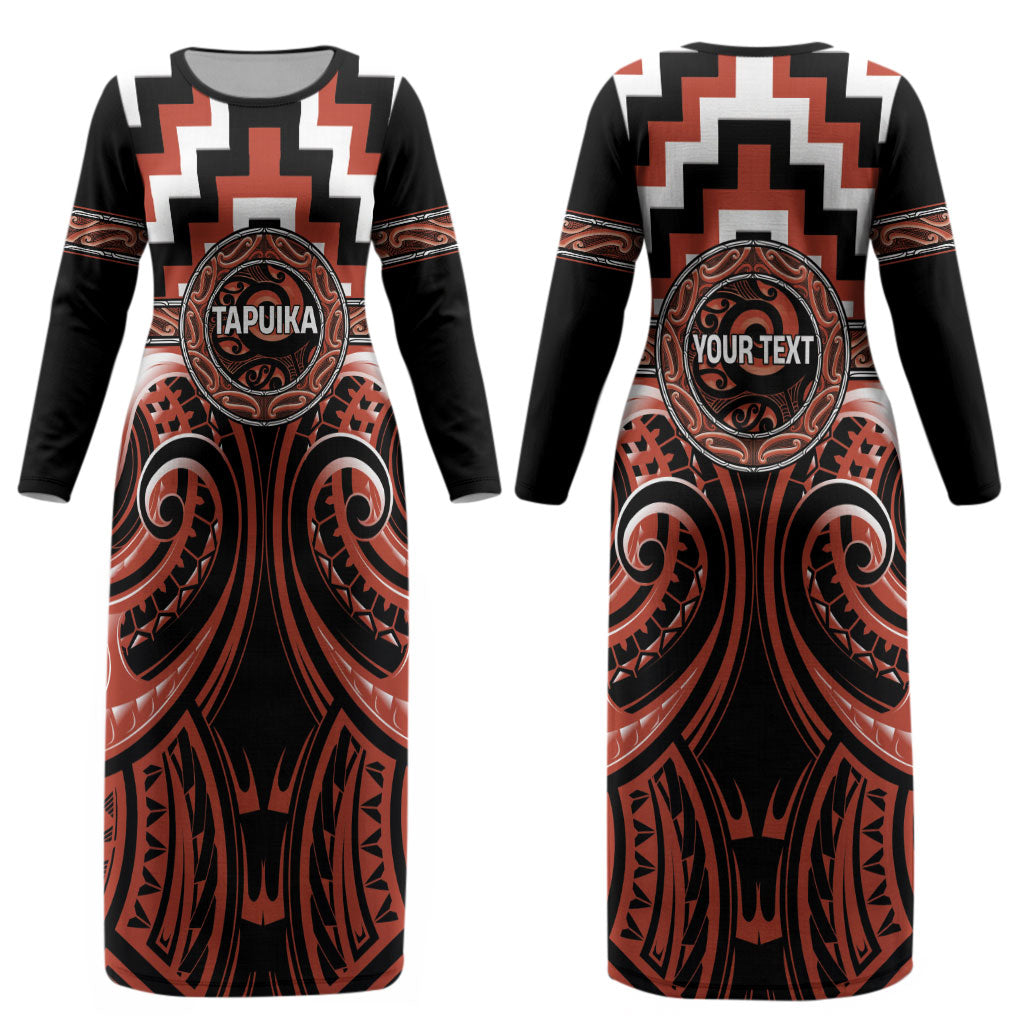 Aotearoa Tapuika Personalised Couples Matching Long Sleeve Bodycon Dress and Long Sleeve Button Shirt Maori Iwi Poutama Puhoro Tattoo LT14 - Polynesian Pride