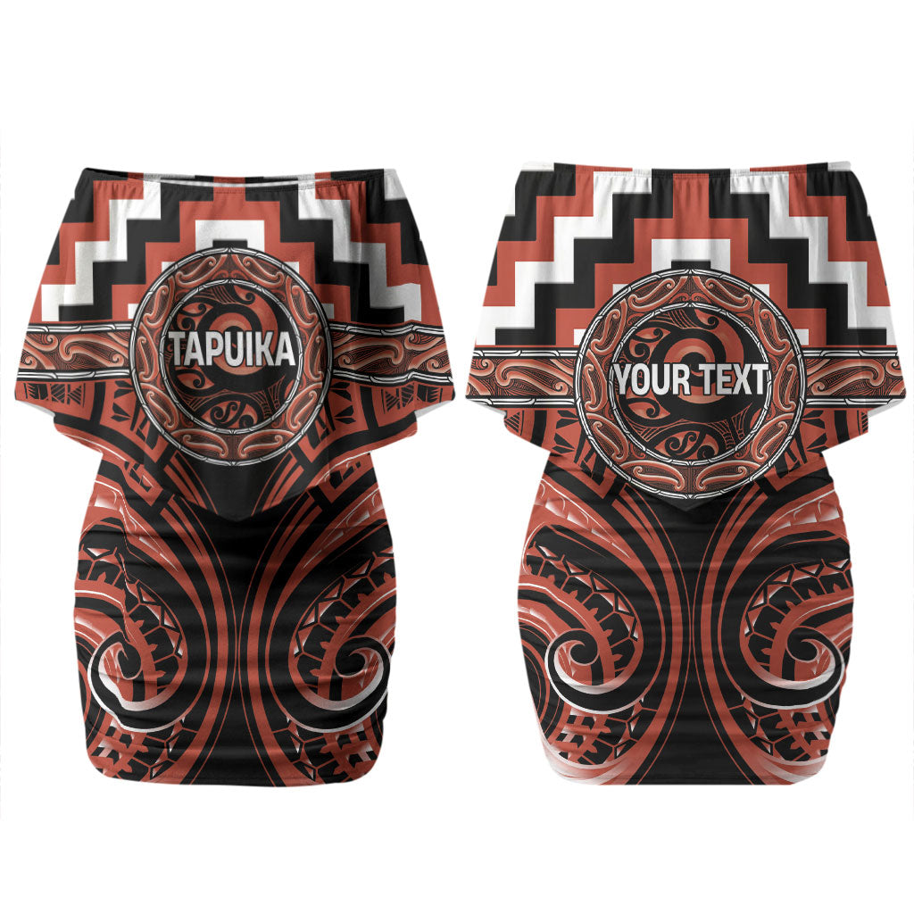 Aotearoa Tapuika Personalised Couples Matching Off Shoulder Short Dress and Long Sleeve Button Shirt Maori Iwi Poutama Puhoro Tattoo LT14 - Polynesian Pride