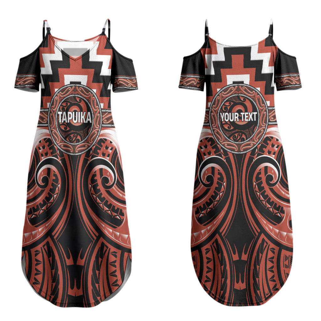 Aotearoa Tapuika Personalised Couples Matching Summer Maxi Dress and Long Sleeve Button Shirt Maori Iwi Poutama Puhoro Tattoo LT14 - Polynesian Pride