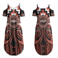 Aotearoa Tapuika Personalised Couples Matching Summer Maxi Dress and Long Sleeve Button Shirt Maori Iwi Poutama Puhoro Tattoo LT14 - Polynesian Pride