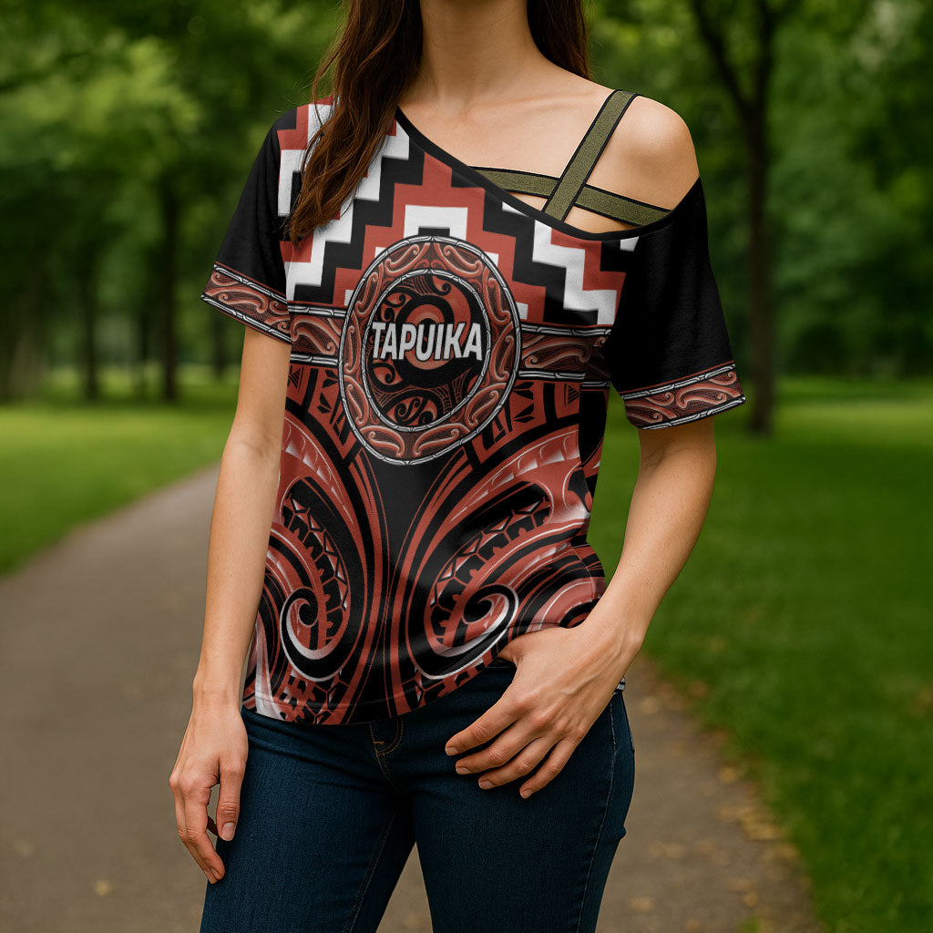 Aotearoa Tapuika Personalised Cross Shoulder Shirt Maori Iwi Poutama Puhoro Tattoo LT14 - Polynesian Pride