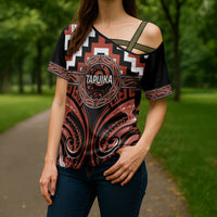 Aotearoa Tapuika Personalised Cross Shoulder Shirt Maori Iwi Poutama Puhoro Tattoo LT14 - Polynesian Pride