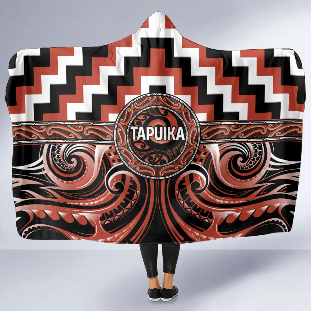 Aotearoa Tapuika Hooded Blanket Maori Iwi Poutama Puhoro Tattoo LT14 One Size Red - Polynesian Pride