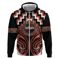 Aotearoa Tapuika Personalised Hoodie Maori Iwi Poutama Puhoro Tattoo LT14 Zip Hoodie Red - Polynesian Pride