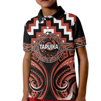 Aotearoa Tapuika Personalised Kid Polo Shirt Maori Iwi Poutama Puhoro Tattoo LT14 Kid Red - Polynesian Pride