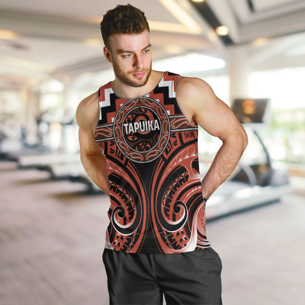 Aotearoa Tapuika Personalised Men Tank Top Maori Iwi Poutama Puhoro Tattoo LT14 Red - Polynesian Pride