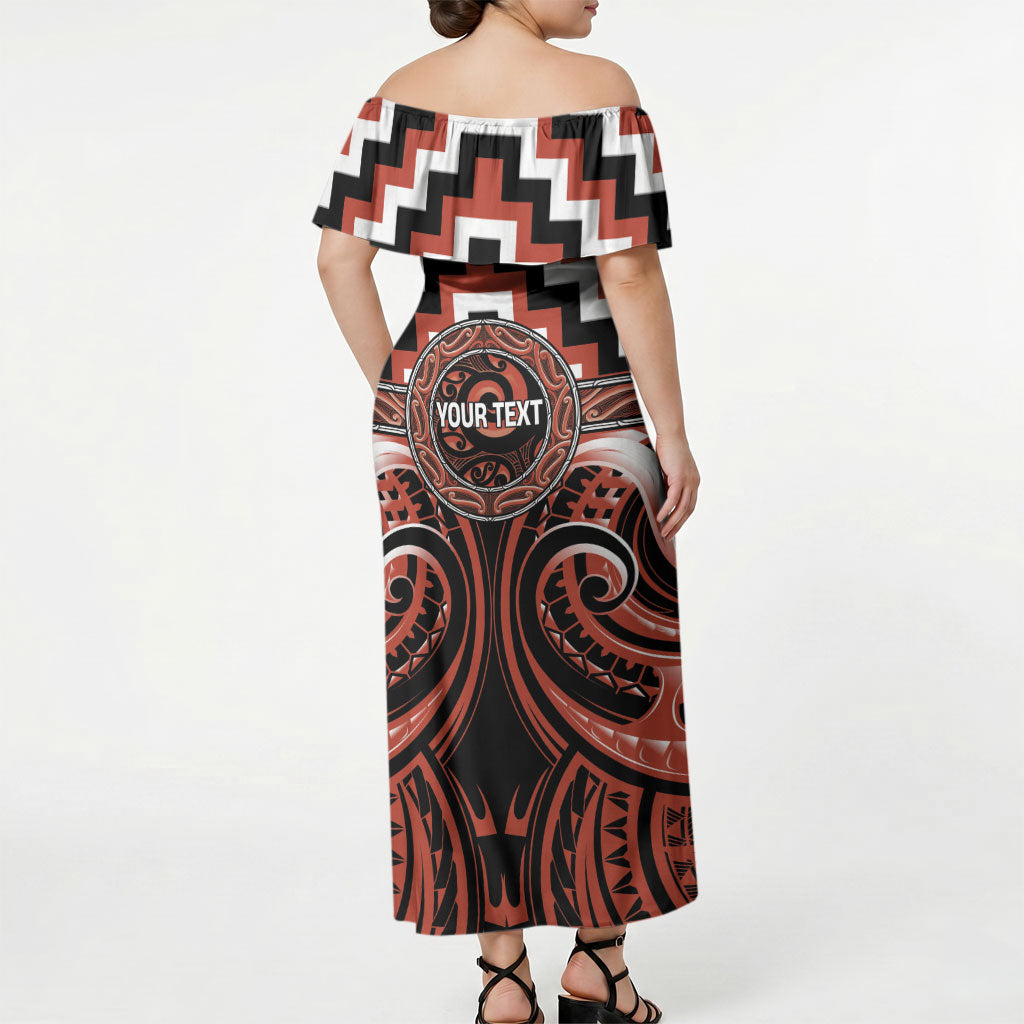 Aotearoa Tapuika Personalised Off Shoulder Maxi Dress Maori Iwi Poutama Puhoro Tattoo LT14 - Polynesian Pride