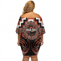 Aotearoa Tapuika Personalised Off Shoulder Short Dress Maori Iwi Poutama Puhoro Tattoo LT14 - Polynesian Pride