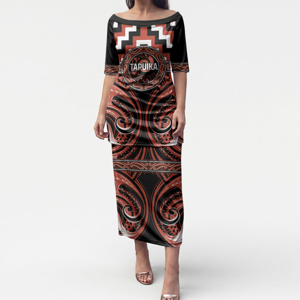 Aotearoa Tapuika Personalised Puletasi Maori Iwi Poutama Puhoro Tattoo LT14 Long Dress Red - Polynesian Pride