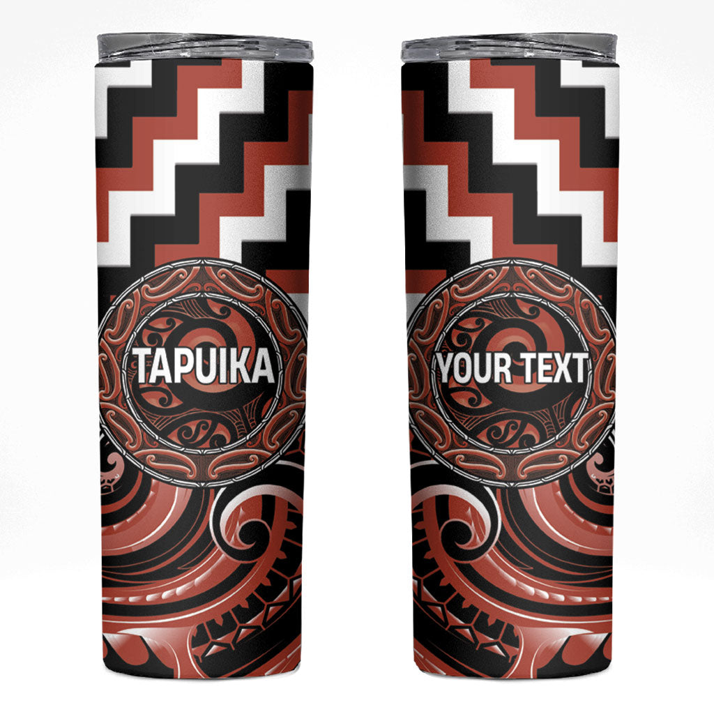 Aotearoa Tapuika Personalised Skinny Tumbler Maori Iwi Poutama Puhoro Tattoo LT14 Red - Polynesian Pride