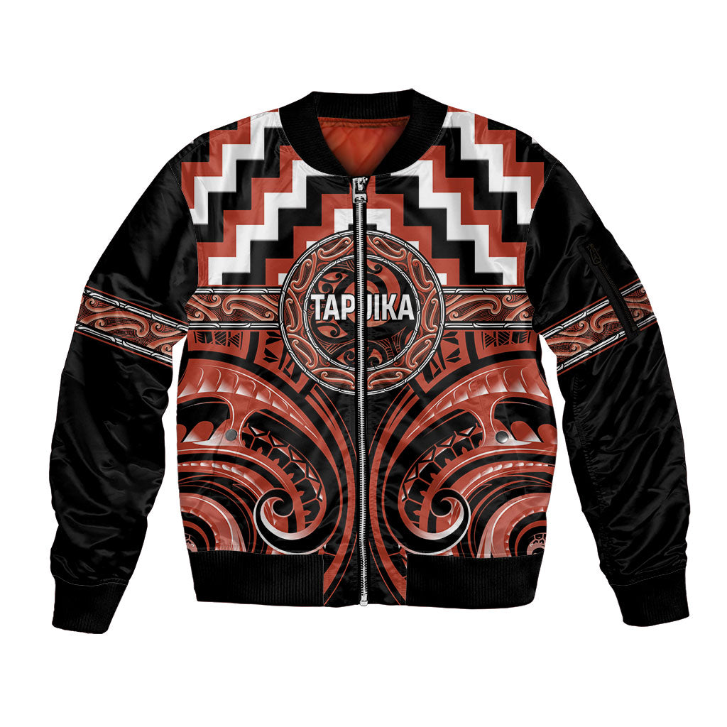 Aotearoa Tapuika Personalised Sleeve Zip Bomber Jacket Maori Iwi Poutama Puhoro Tattoo LT14 Unisex Red - Polynesian Pride