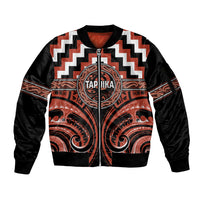 Aotearoa Tapuika Personalised Sleeve Zip Bomber Jacket Maori Iwi Poutama Puhoro Tattoo LT14 Unisex Red - Polynesian Pride