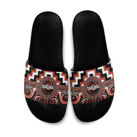 Aotearoa Tapuika Slide Sandals Maori Iwi Poutama Puhoro Tattoo LT14 Red - Polynesian Pride