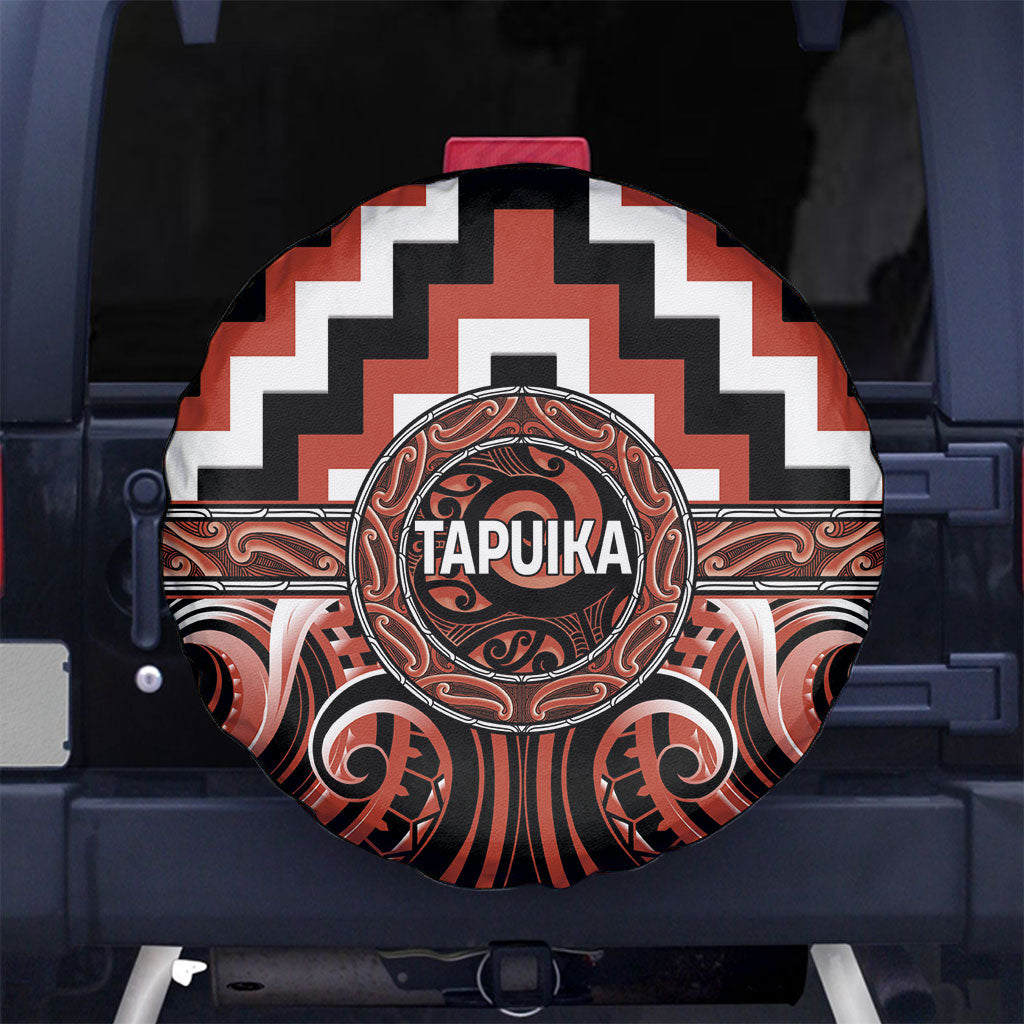 Aotearoa Tapuika Spare Tire Cover Maori Iwi Poutama Puhoro Tattoo LT14 No hole Red - Polynesian Pride