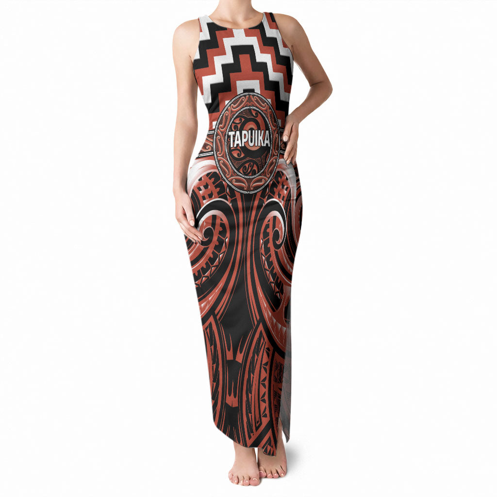 Aotearoa Tapuika Personalised Tank Maxi Dress Maori Iwi Poutama Puhoro Tattoo LT14 Women Red - Polynesian Pride