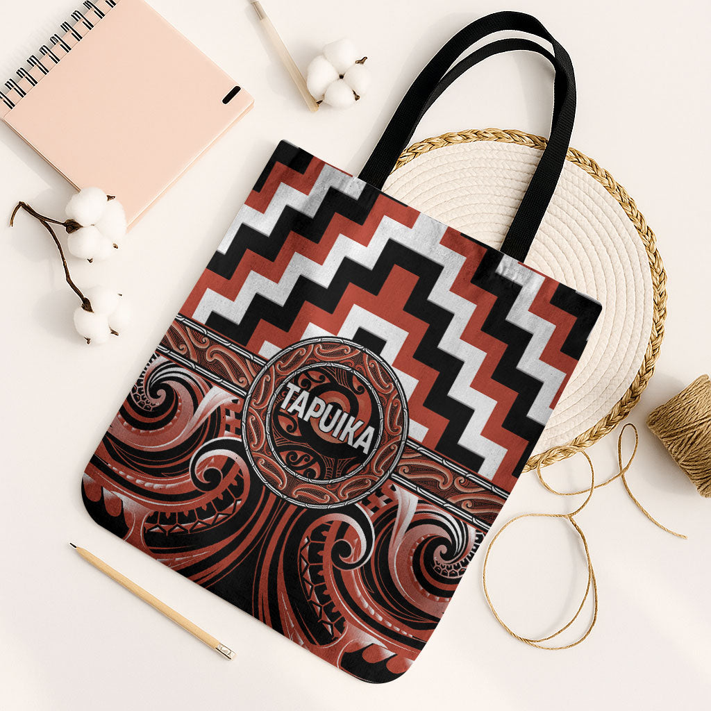 Aotearoa Tapuika Tote Bag Maori Iwi Poutama Puhoro Tattoo LT14 Black Strap One Size Red - Polynesian Pride