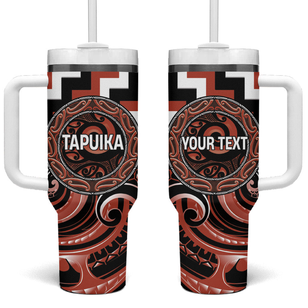 Aotearoa Tapuika Personalised Tumbler With Handle Maori Iwi Poutama Puhoro Tattoo LT14 One Size: 40 oz Red - Polynesian Pride
