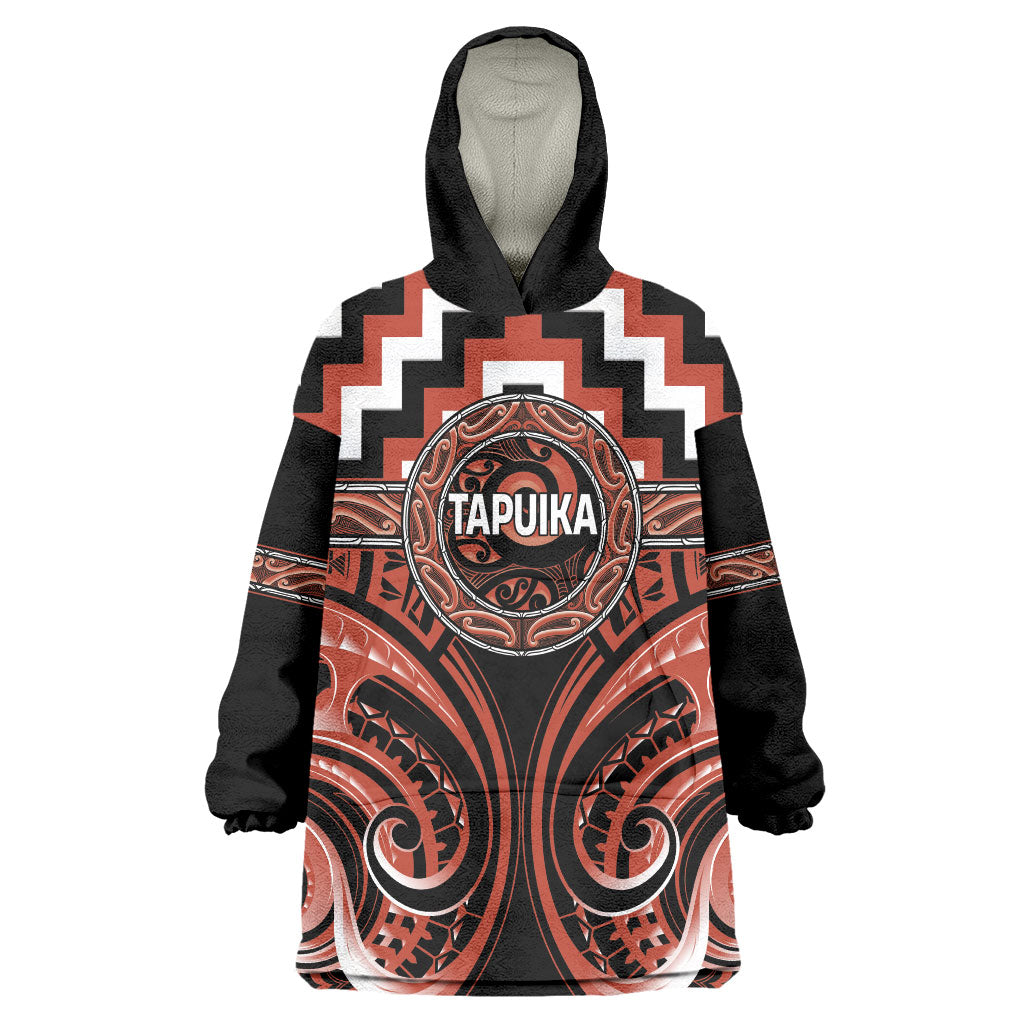 Aotearoa Tapuika Personalised Wearable Blanket Hoodie Maori Iwi Poutama Puhoro Tattoo LT14 One Size Red - Polynesian Pride
