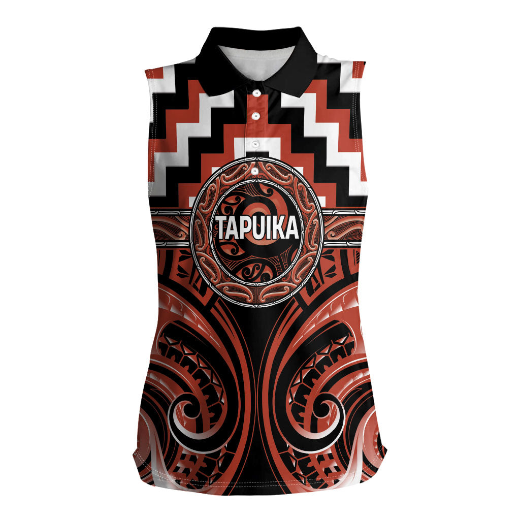 Aotearoa Tapuika Personalised Women Sleeveless Polo Shirt Maori Iwi Poutama Puhoro Tattoo LT14 Female Red - Polynesian Pride