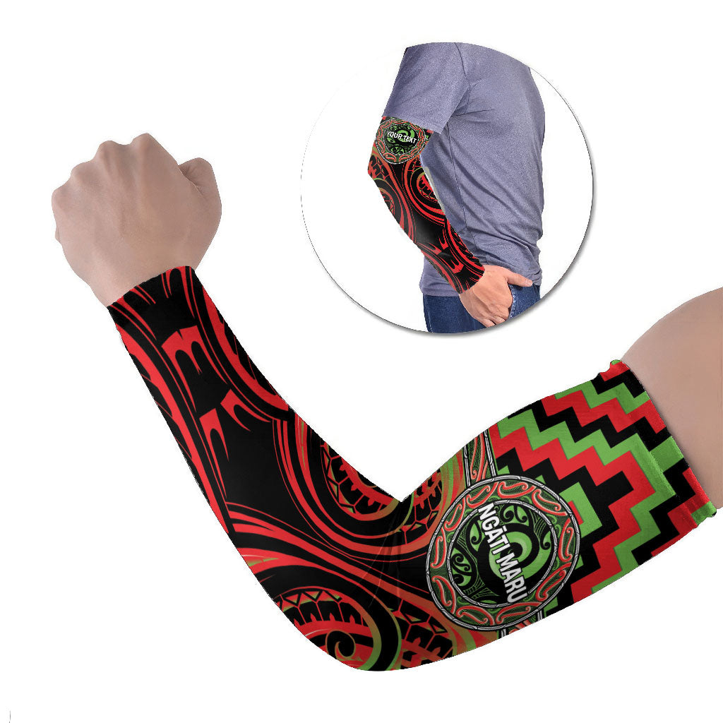 Aotearoa Ngati Maru Personalised Arm Sleeves Maori Iwi Poutama Puhoro Tattoo LT14 Set of 2 Red - Polynesian Pride