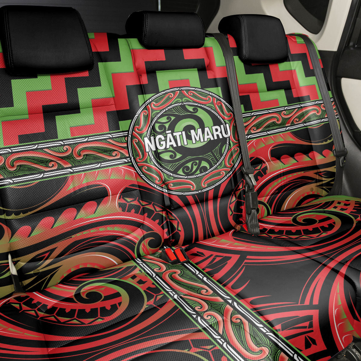Aotearoa Ngati Maru Back Car Seat Cover Maori Iwi Poutama Puhoro Tattoo LT14 - Polynesian Pride