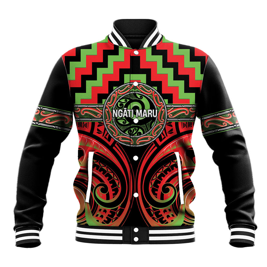 Aotearoa Ngati Maru Personalised Baseball Jacket Maori Iwi Poutama Puhoro Tattoo LT14 Unisex Red - Polynesian Pride