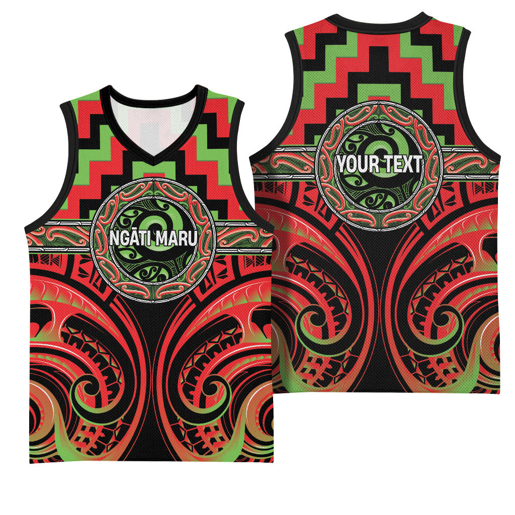Aotearoa Ngati Maru Personalised Basketball Jersey Maori Iwi Poutama Puhoro Tattoo LT14 - Polynesian Pride