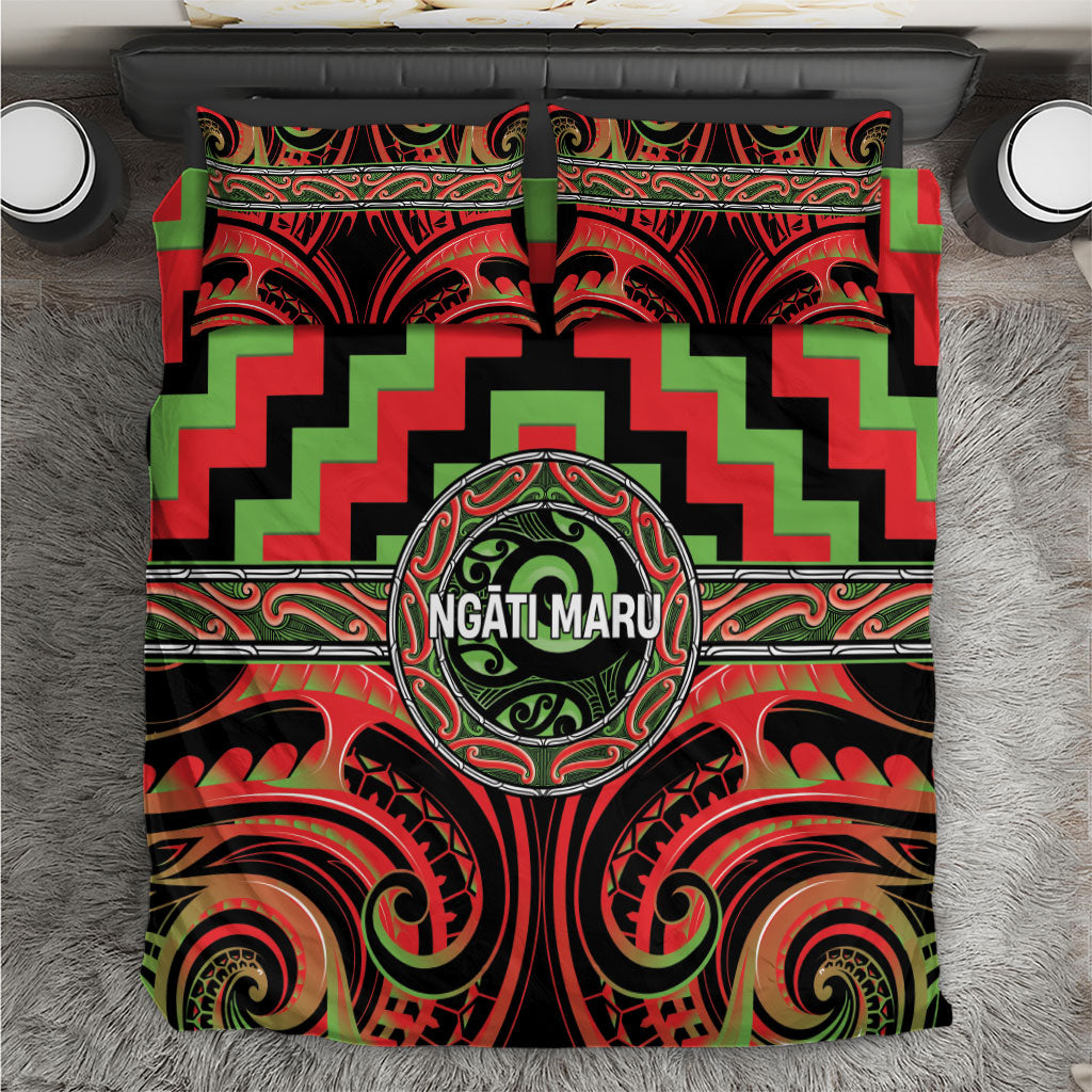 Aotearoa Ngati Maru Bedding Set Maori Iwi Poutama Puhoro Tattoo LT14 Red - Polynesian Pride