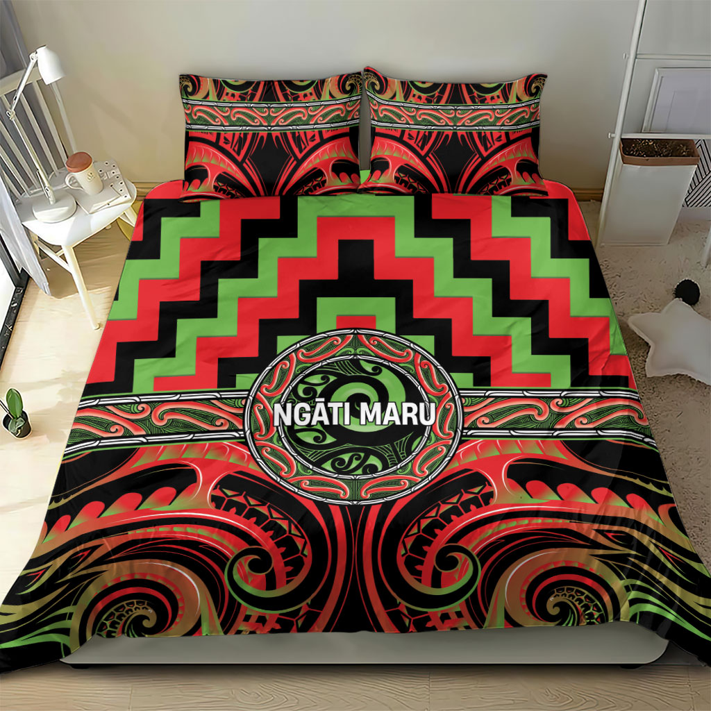 Aotearoa Ngati Maru Bedding Set Maori Iwi Poutama Puhoro Tattoo LT14 - Polynesian Pride