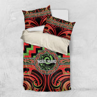 Aotearoa Ngati Maru Bedding Set Maori Iwi Poutama Puhoro Tattoo LT14 US Twin 172cm x 218cm Red - Polynesian Pride